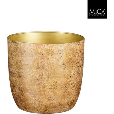 Mica КАШПА КЕРАМИЧНА КРЪГЛА alona Ø13х12.5см АНТИЧНО ЗЛАТНА (1137256)