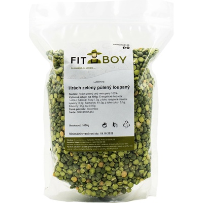 Fitboy Hrach zelený polený lúpaný 1 kg