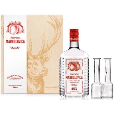 Maruna Marhuľovica Kazeta Poľovník 45% 0,7 l (darčekové balenie 2 poháre)