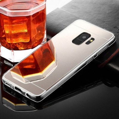 Púzdro SES Silikónové zrkadlové ochranné Samsung Galaxy A8 2018 A530F - strieborné