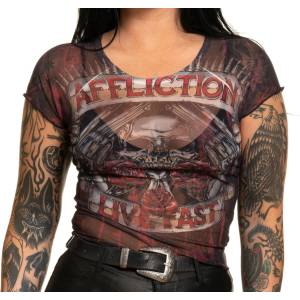 AFFLICTION дамска тениска (горнище) affliction - hollow point - awv26452-bk