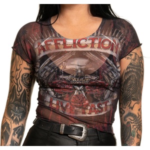 AFFLICTION дамска тениска (горнище) affliction - hollow point - awv26452-bk