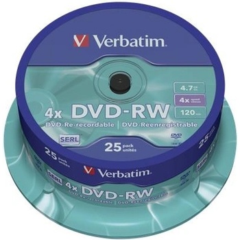 Verbatim DVD-RW 4,7GB 4x, SERL, spindle, 25ks (43639)