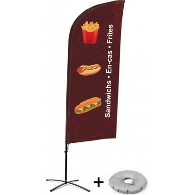 Jansen Display Kompletní sada reklamní vlajky ve tvaru křídla, Svačiny, francouzština Křížová Základna, 1273 x 3030 mm