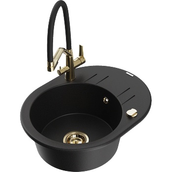 Mexen Kevin гранитна кухненска мивка с 1 отделение и кухненски смесител Duo, черен - 6517-77-671701-57-G (6517-77-671701-57-G)