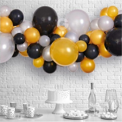 Smart balloons Balóniková girlanda čierno-strieborno-zlatá
