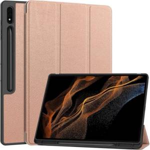 Gigapack Samsung Tab S10 Ultra LTE / Tab S10 Ultra WIFI GIGAPACK Калъф с вертикална стойка, с ефект на кожа, активен FLIP, държач за стилус, РОЗЕВО ЗЛАТО (GP-163648)