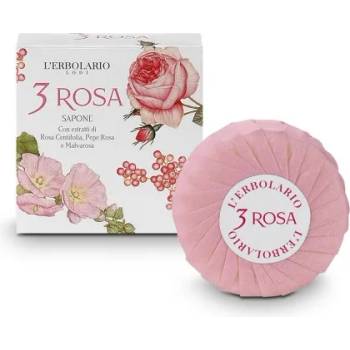 L'Erbolario 3 Rosa Perfumed Soap - Ароматен сапун с екстракт от Многолистна роза, Розов пипер и Хибискус 100гр