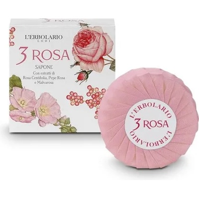 L'Erbolario 3 Rosa Perfumed Soap - Ароматен сапун с екстракт от Многолистна роза, Розов пипер и Хибискус 100гр