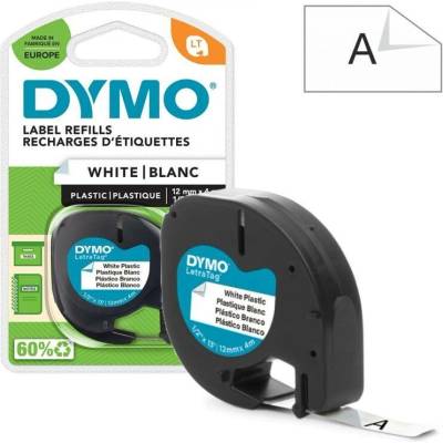 Páska DYMO LetraTag, černý tisk, 12mm (59422) bílá pvc, 4m