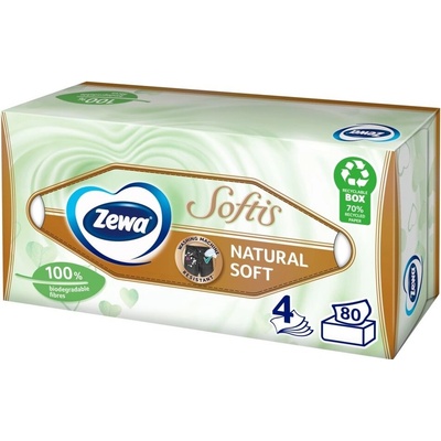 Zewa Softis Natural Soft papierové vreckovky 80 ks