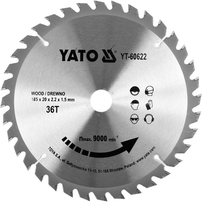 Yato kotouč na dřevo 185 x 20 mm 36z - YT-60622
