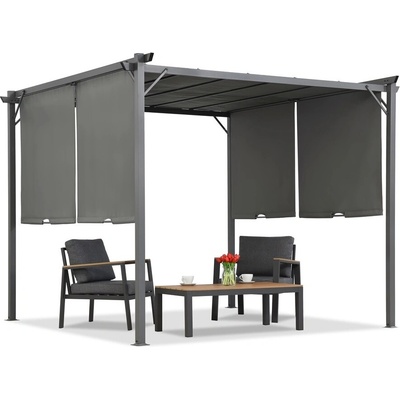 Garden Point pergola Sevilla 3x6 m s moskytiérou a závěsy Antracitová