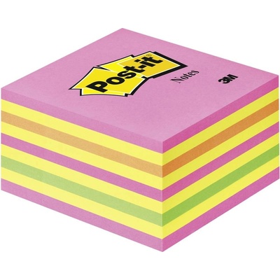Post-it kocka samolepiacich poznámok 2028NP 76 mm x 45 mm neónovo ružová, neónovo zelená, ružová, žltá 450 listov; 2028NP