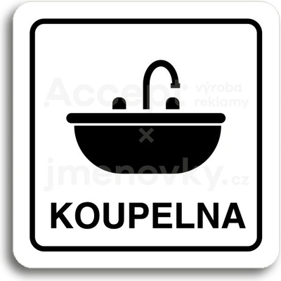 ACCEPT Piktogram koupelna - bílá tabulka - černý tisk