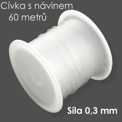 Čirý nylonový vlasec, nepružný, 0,3mm (60m)