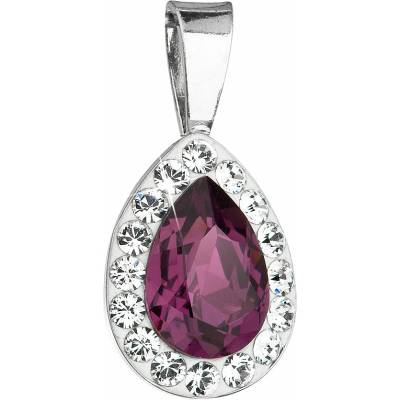 Evolution Group Strieborný prívesok s krištálmi Swarovski fialová slza 34252.3