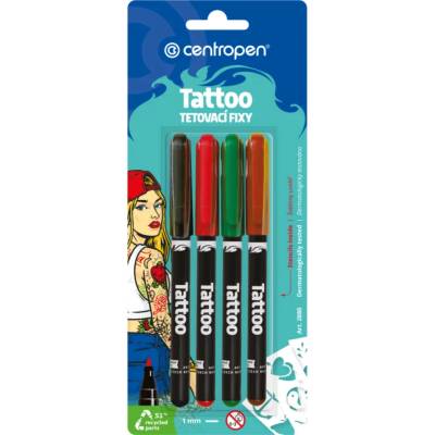 Centropen Tetovací popisovač na kožu 4 kusy + šablóny