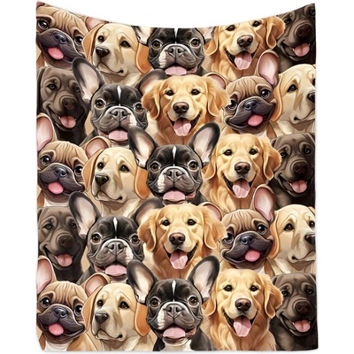 Excellent Mikroplyšová hřejivá deka Buldok retrívr a labrador 150x200