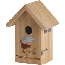 Esschert Design Budka "Best for Birds" se střízlíkem 14 x 11 x 20 cm přírodní