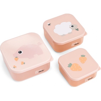 Done by Deer Tiny Farm Кутии за закуски, розови, 3 бр (1256871)