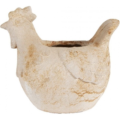 Clayre & Eef Béžový antik kvetináč sliepočka Chicken Brocante - 31x20x27 cm