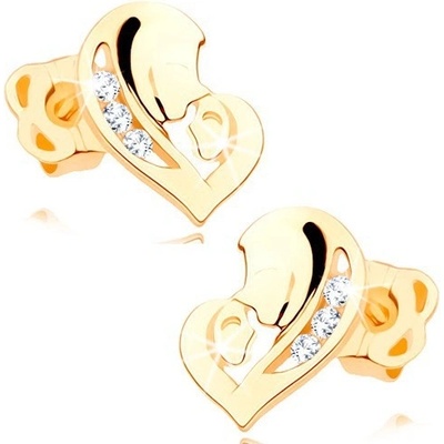 Šperky Eshop Diamantové ve žlutém zlatě srdce ze dvou tváří čiré brilianty BT502.12