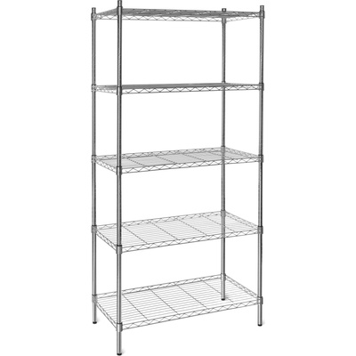 TECHNICA Regál z chrómovanej ocele, 5-policový, 900x450x1800 mm | TECHNICA, Silver Line