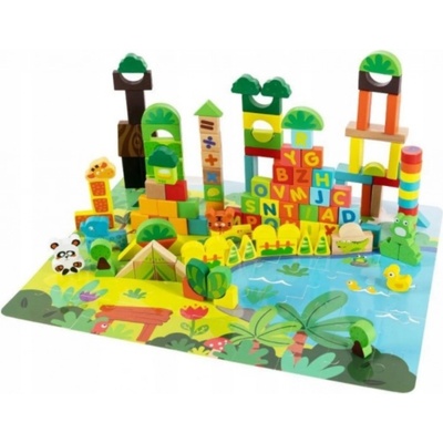 Eco Toys dřevěné naučné kostky Puzzle 198 ks