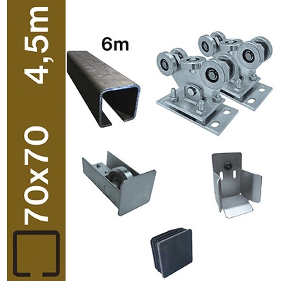 EKOfence Zostava pre posuvnú bránu do 4,5m, Fe, 70x70mm 10694