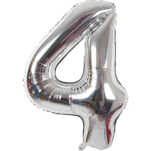 LUMA Balónek foliový č.4 STŘÍBRNÝ 43 cm