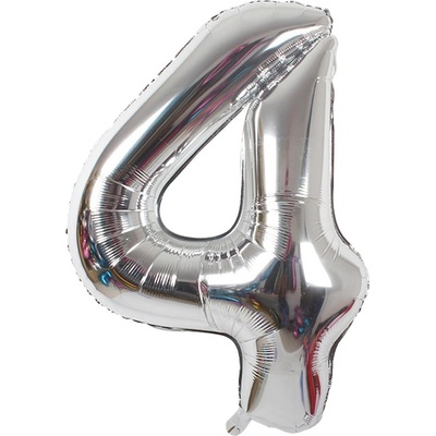 LUMA Balónek foliový č.4 STŘÍBRNÝ 43 cm