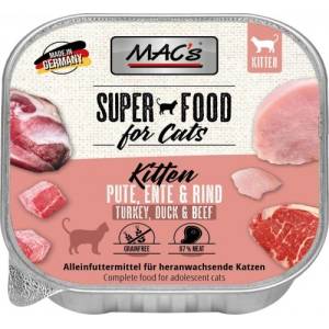 MAC's Mac’s Cat Kitten GRAIN FREE, пастет за подрастващи котки, БЕЗ ЗЪРНО, с пуйка, патешко и говеждо, 85 гр - Германия - 509VE