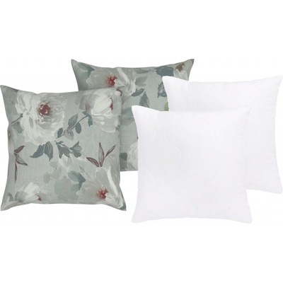 LIVARNO home Sada polštářů a potahů na polštáře Renforcé akvarely 4dílná 50x60