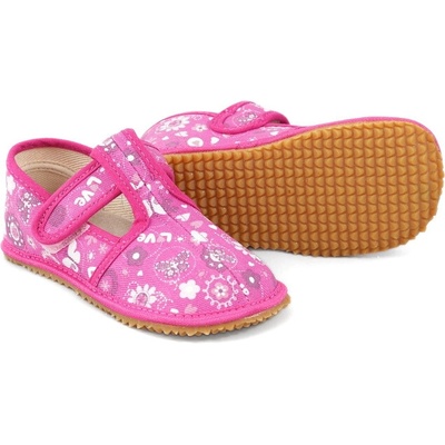 Beda detské Barefoot papuče Love Slim Pink