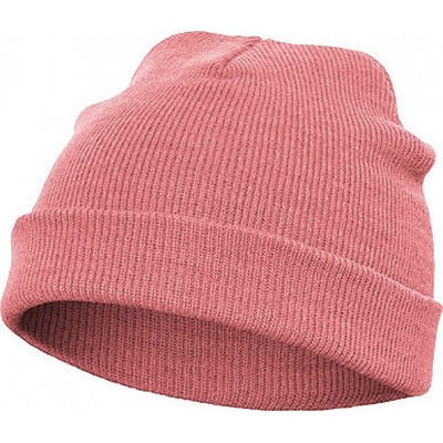 Flexfit Silná ohrnovací beanie z husté pleteniny korálová
