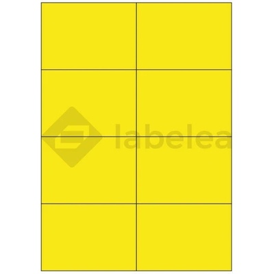 Labelea Samolepiace etikety 105x74 mm farebné papierové, na hárku A4, pre laserovú a atramentovú tlač, Farba etikiet Žltá, Počet hárkov v balení 100 EPY105074PY008S