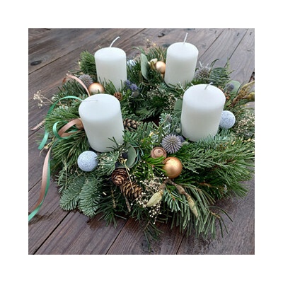 Balkonika Adventní věnec krémové svíčky 35 cm