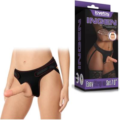 Страп-он за жени, ултра реалистично дилдо, 18см. - Easy Strapon Set (LVTOY00437)