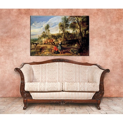 Obraz na plátně DOJIČKY S DOBYTKEM V KRAJINĚ - Peter Paul Rubens REP154 - Peter Paul Rubens REP154 - 60x40 cm