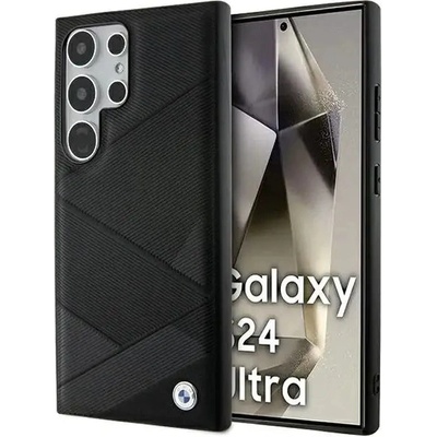 BMW Кейс BMW BMHCS24L23RCGPK за Samsung Galaxy S24 Ultra S928, черен / черен, твърд, Signature Leather Crossing Lines Pattern (3666339242640)