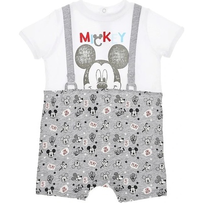 Mickey Mouse Letní kojenecký OVERAL MICKEY bílo šedá