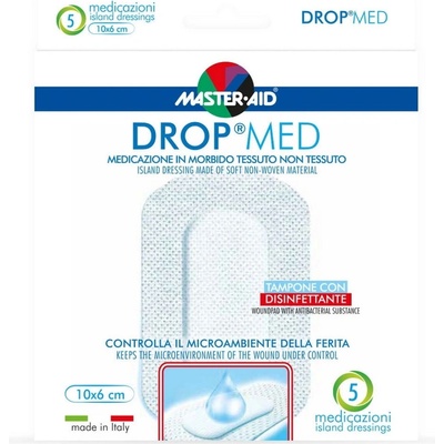 DROP MED Rýchloobväz sterilný antiseptický 10 x 6 cm 5 ks