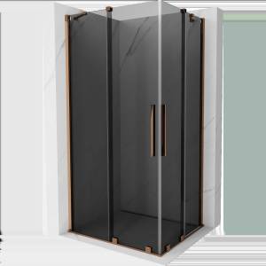 Mexen Velar Duo плъзгаща се душ кабина 100 x 90 см, графит, розово злато - 871-100-090-42-60 (871-100-090-42-60)