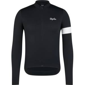 Rapha Мъжка фланелка с дълъг ръкав за колоездене Rapha Core Thermal Long Sleeve Jersey Cycling jersey - Black / White (056-3830-0113)