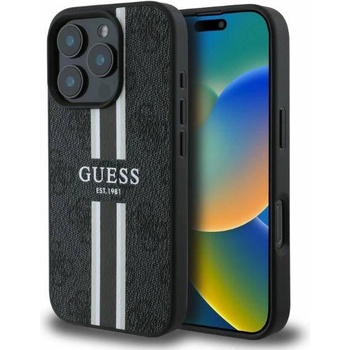 GUESS Калъф Guess 4G Printed Stripes MagSafe за iPhone 16 Pro Max - черен
