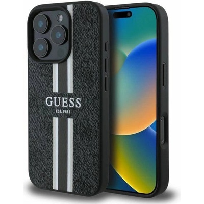 GUESS Калъф Guess 4G Printed Stripes MagSafe за iPhone 16 Pro Max - черен