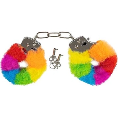 Spencer And Fleetwood Метални белезници с пух - прайд версия "rainbow handcuffs