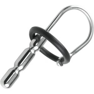 SuperLove Stainless Steel Penis Plug Cum Stopper with Silicone Glans Ring