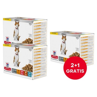 Hill's Science Plan Feline Young Adult Sterilised Cat s kuřecím s pstruhem s tuňákem s lososem 24 x 85 g
